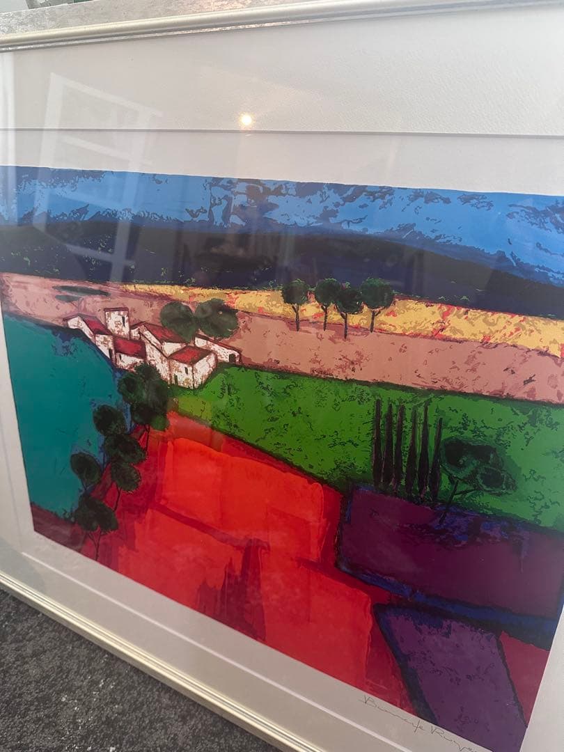 ロジェ・ボナフェ　「青い丘」　リトグラフ　直筆サイン・エディション有り