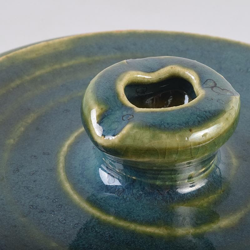 北大路魯山人作　青織部　木槌水指　黒田陶々庵極め箱　D　R8875B