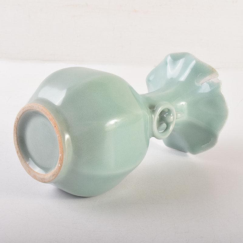 中国　龍泉窯　粉青釉　桔梗口双耳瓶　花入　C　6943