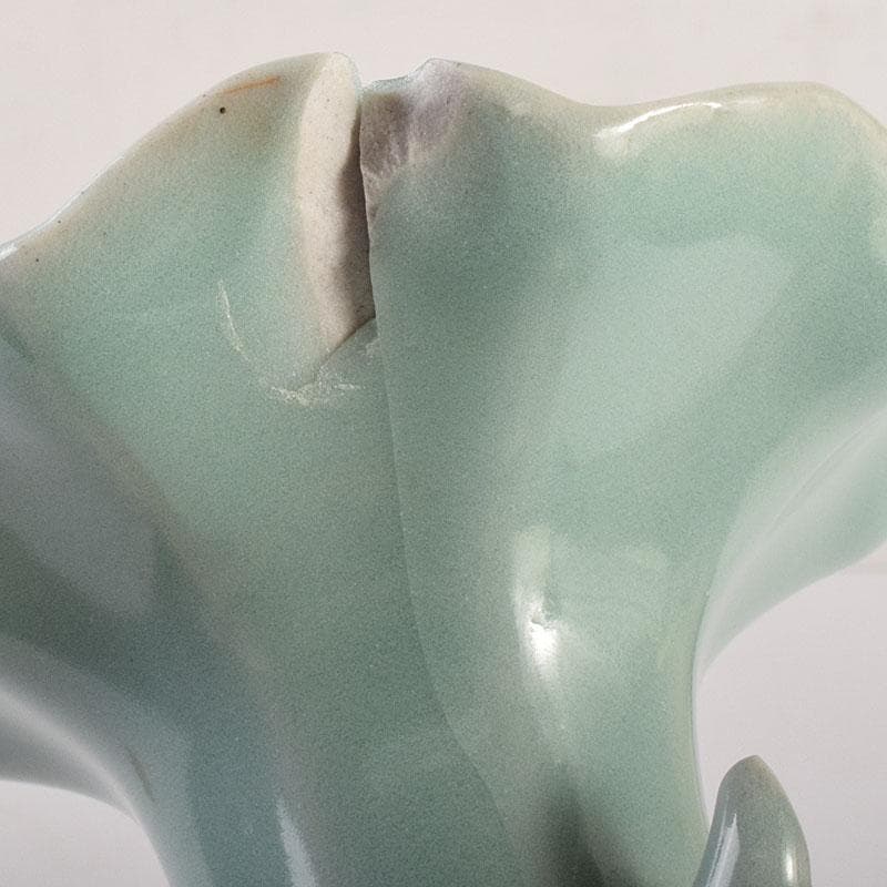 中国　龍泉窯　粉青釉　桔梗口双耳瓶　花入　C　6943