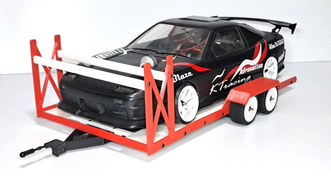 1/10　ラジコン用　車載トレーラー　低床タイプ 2軸仕様 タイヤラック付き