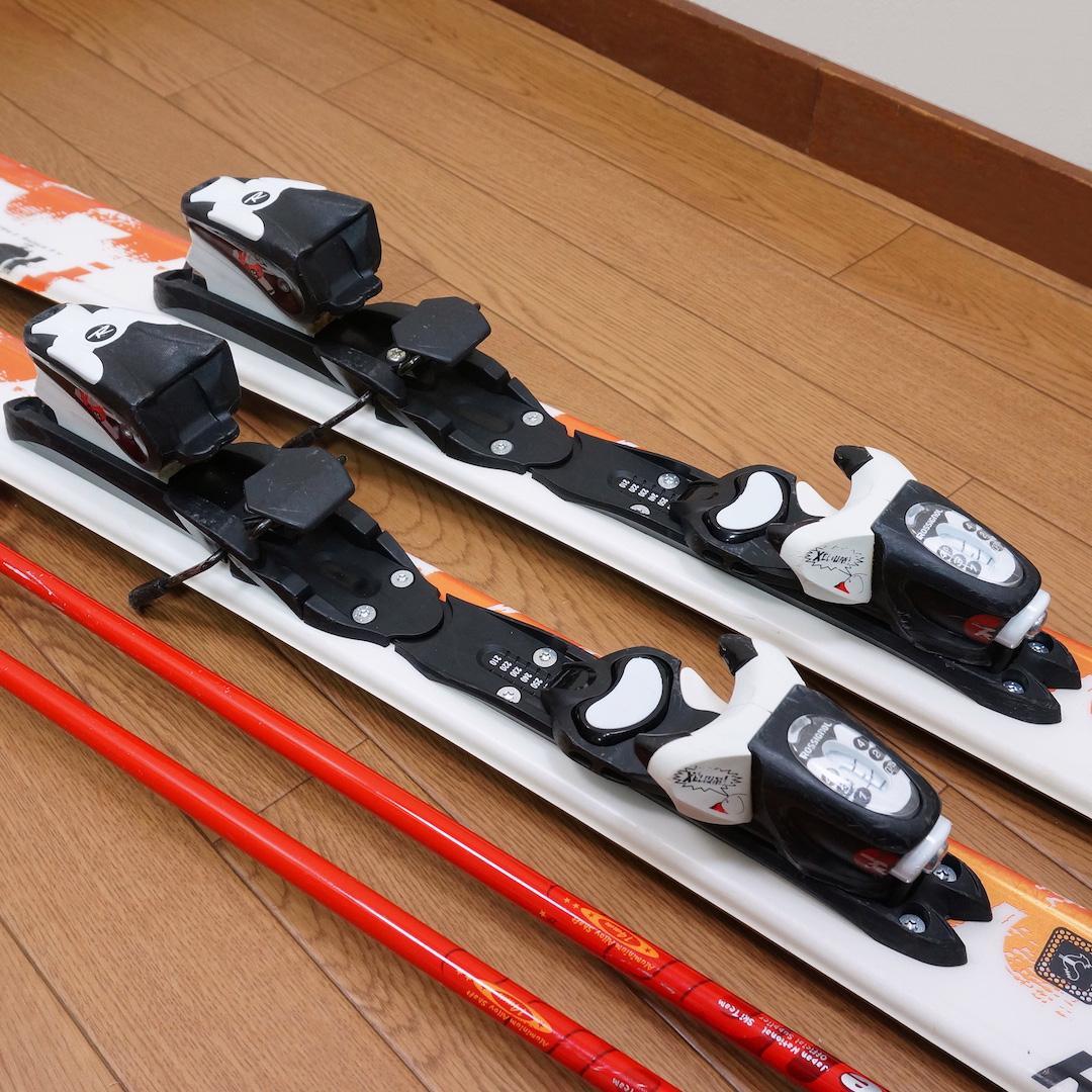 メンテ済 120cm 靴22.5cm ROSSIGNOL カービングスキーセット