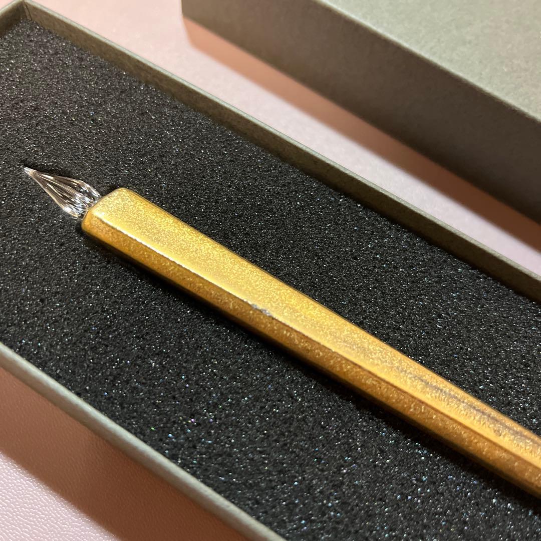 HIZEN5 金塗り 三角ガラスペン 有田焼