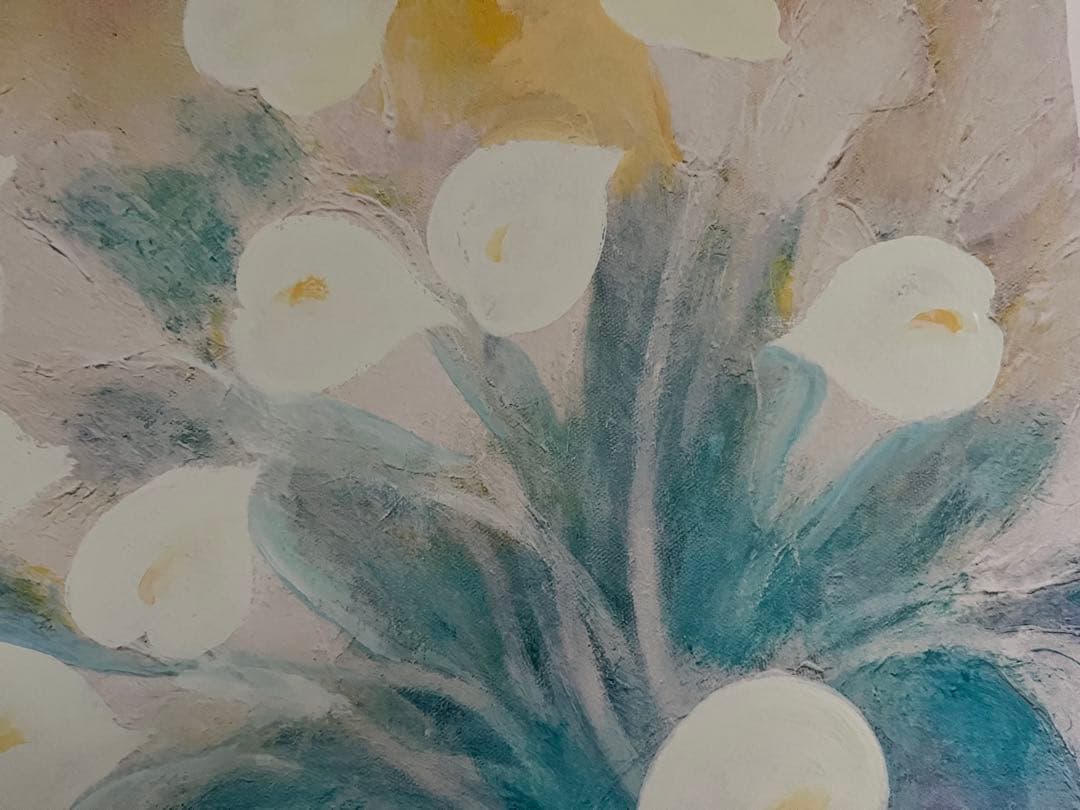 新品額入ジクレー　限定版画　直筆サイン、ED、証明書有　ジニー・キム　白い花