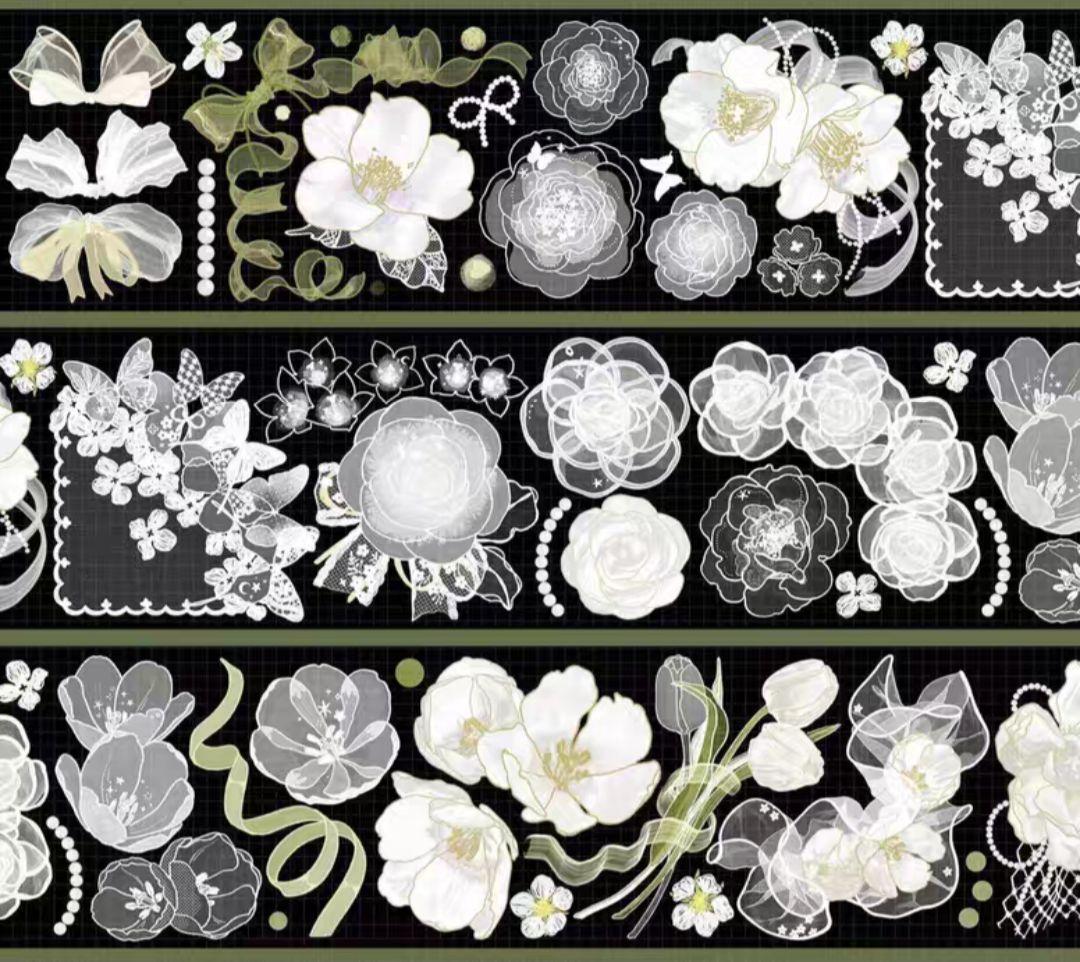 巻売 727★ 海外 マスキングテープ マステ PET 装飾 花 贝壳光