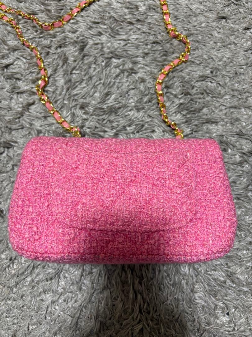 ⑩シャネル　ピンク　ツイード　チェーンバッグ　ノベルティ