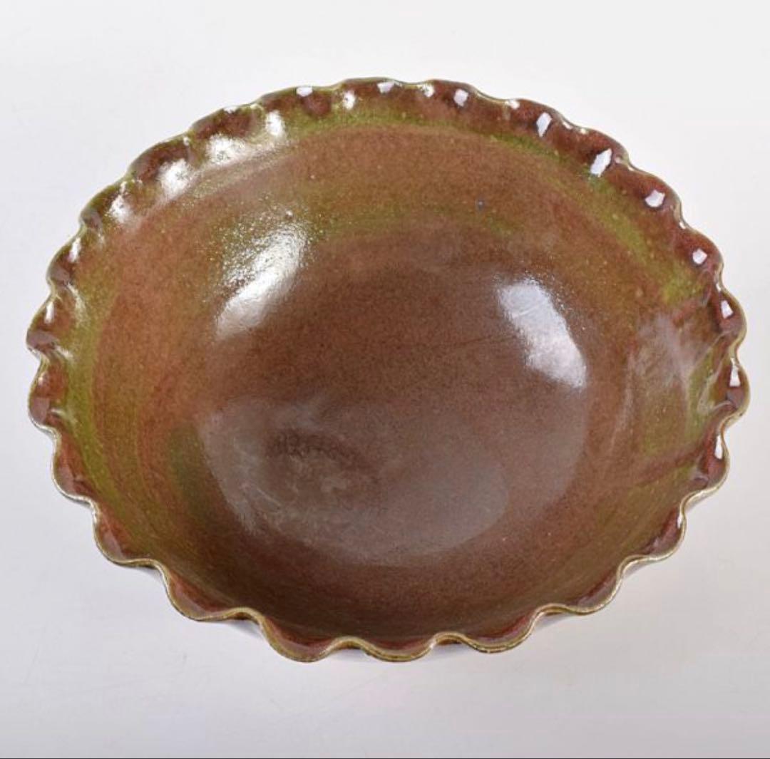 北大路魯山人作　織部　輪花鉢