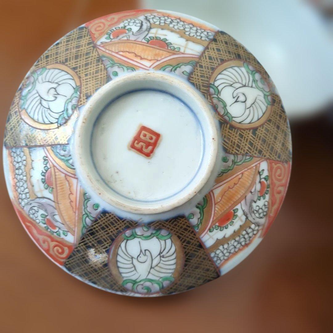 骨董　伊万里　蓋付き　茶碗　碗　色絵　錦手　アンティーク　5つ〜
