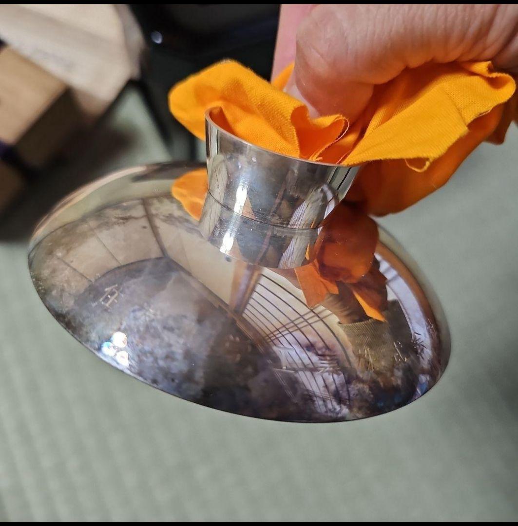 昭和レトロ/1970年代物】住友化学工 銀杯 純銀 参拾五年勤続記念 花月台揃