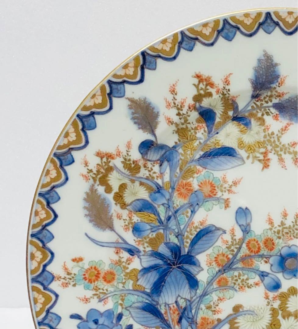 のいばら 明治香蘭社 有田焼 オールド 香蘭社 染錦上絵金彩秋草文8寸皿