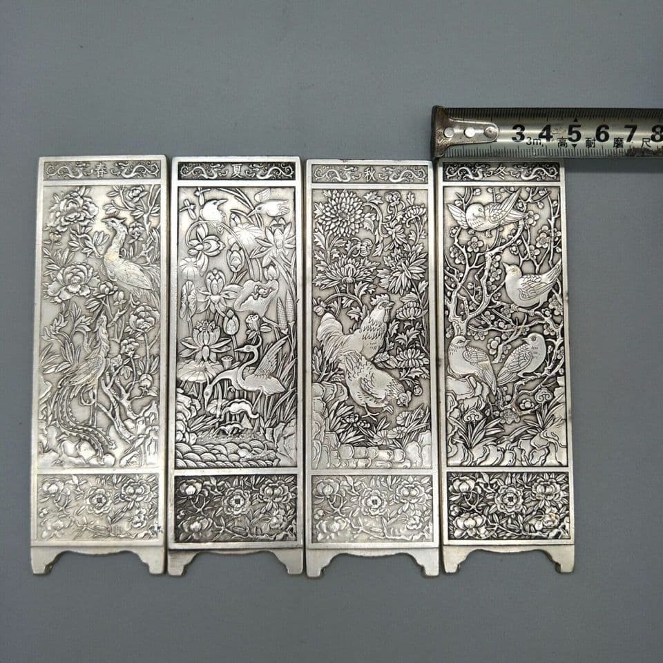 4枚屏風 春夏秋冬 希少 美品 コレクション 装飾品 工芸品美術品 置物