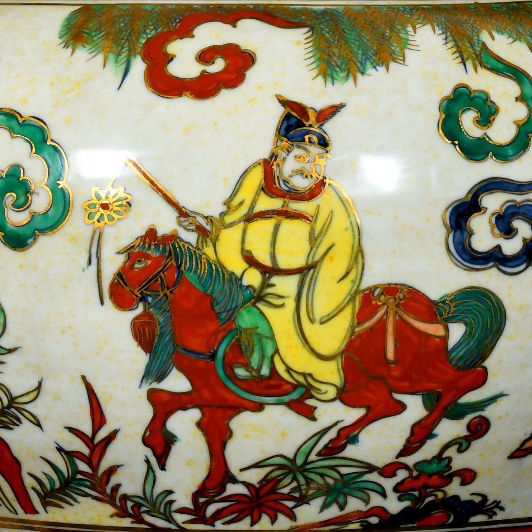 旧蔵　元時代の五彩　馬に乗って主人を救う 陶器　時代物　置物　古美術 縁起物