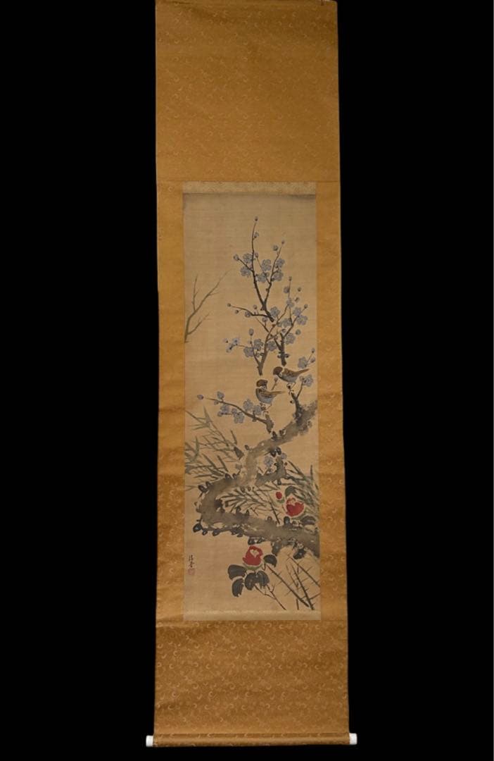 掛け軸 掛軸 鳥 スズメ 雀 300