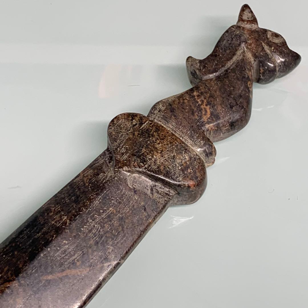 神獣神刀のトーテム 宇宙パワー 不思議の石鉄隕石　アンティーク　彫刻縁起物