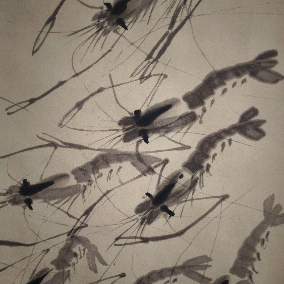 齐白石 藍光中堂 画巻 掛け軸 蝦図 中式インテリア 書斎 客間 掛画