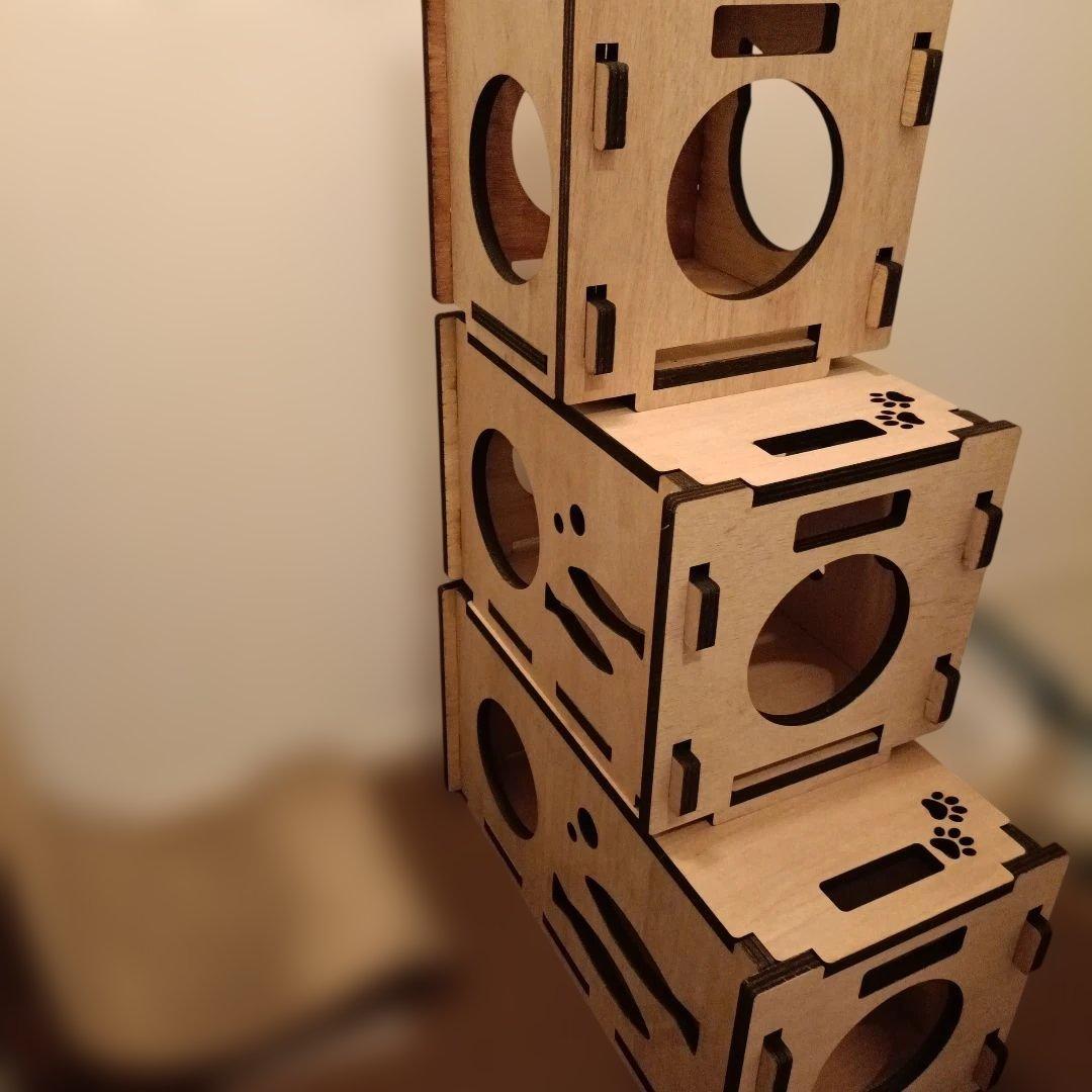 キャットタワー猫おもちゃキャット階段ボックス棚ねこにゃんこ木製箱型