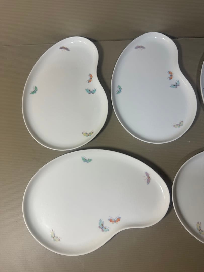 2521 深川製磁　瓢箪型　蝶文　皿　5客　未使用