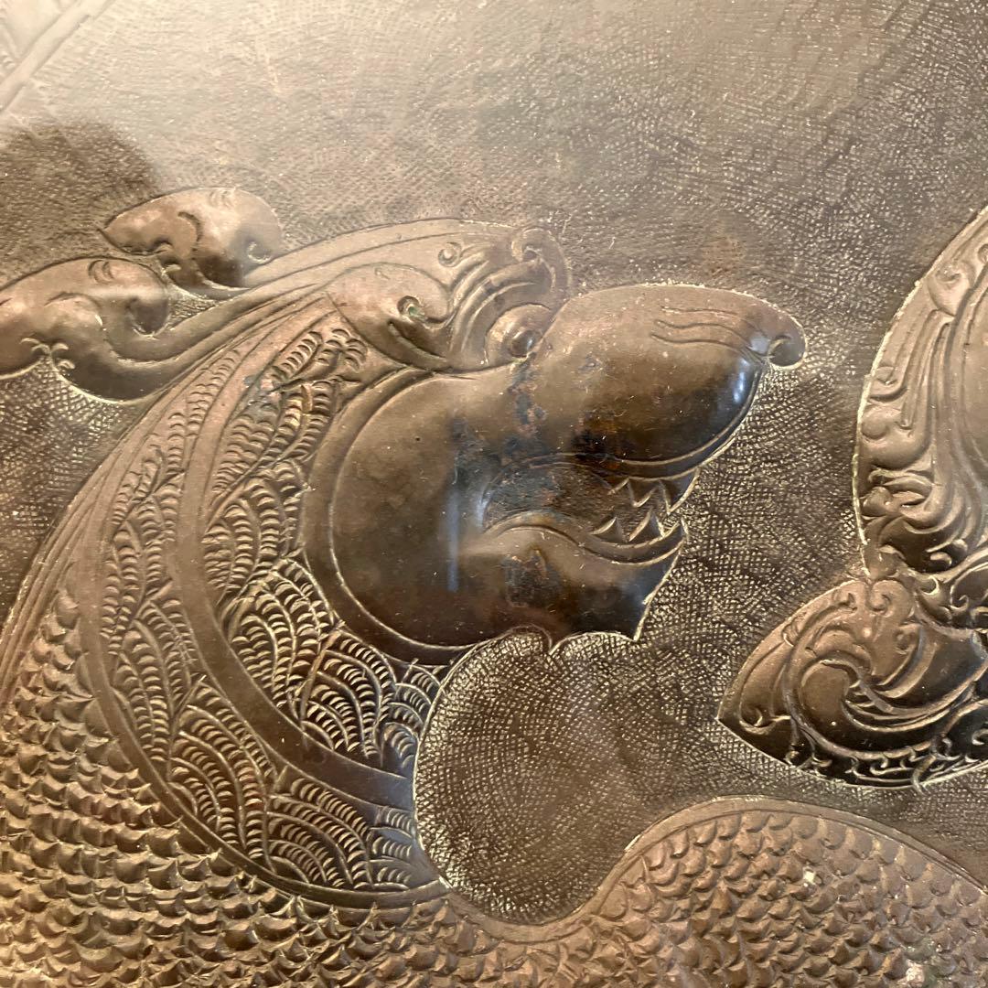 中近東アンティーク　オリエント古美術　躍動感がありゴージャスな鳥の銅板