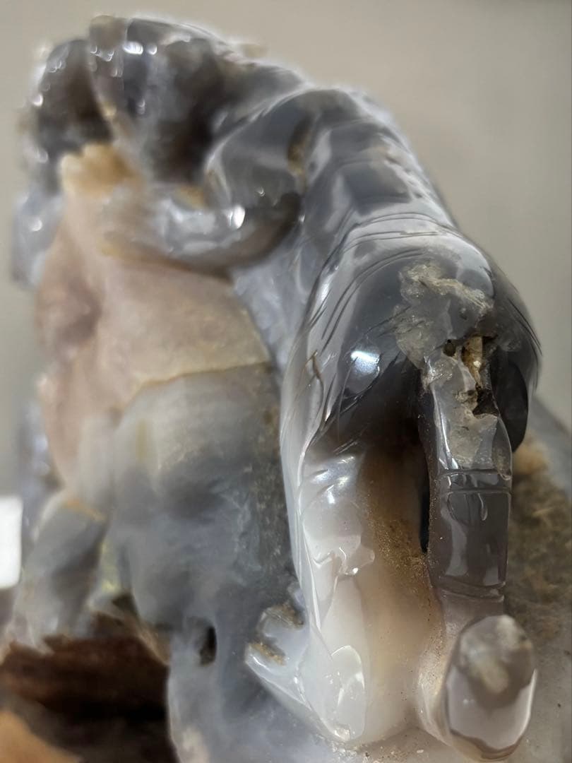 瑪瑙 双虎彫刻置物 希少 中国