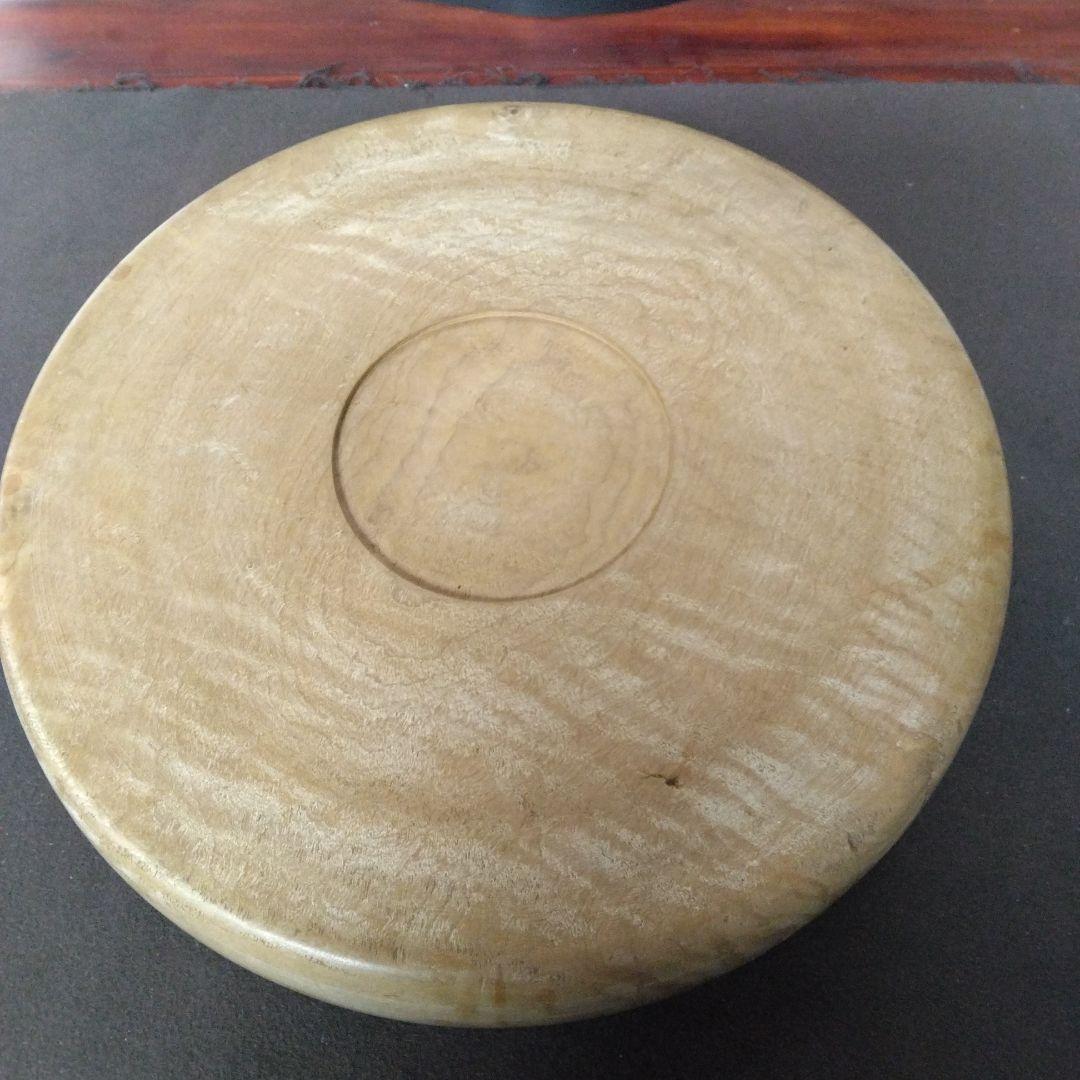 丸盆　くり抜き木工品　無垢材