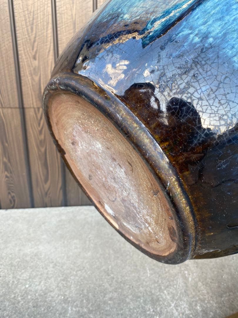 火鉢　海鼠釉　メダカ鉢　水鉢　金魚鉢　睡蓮鉢　古民具　骨董