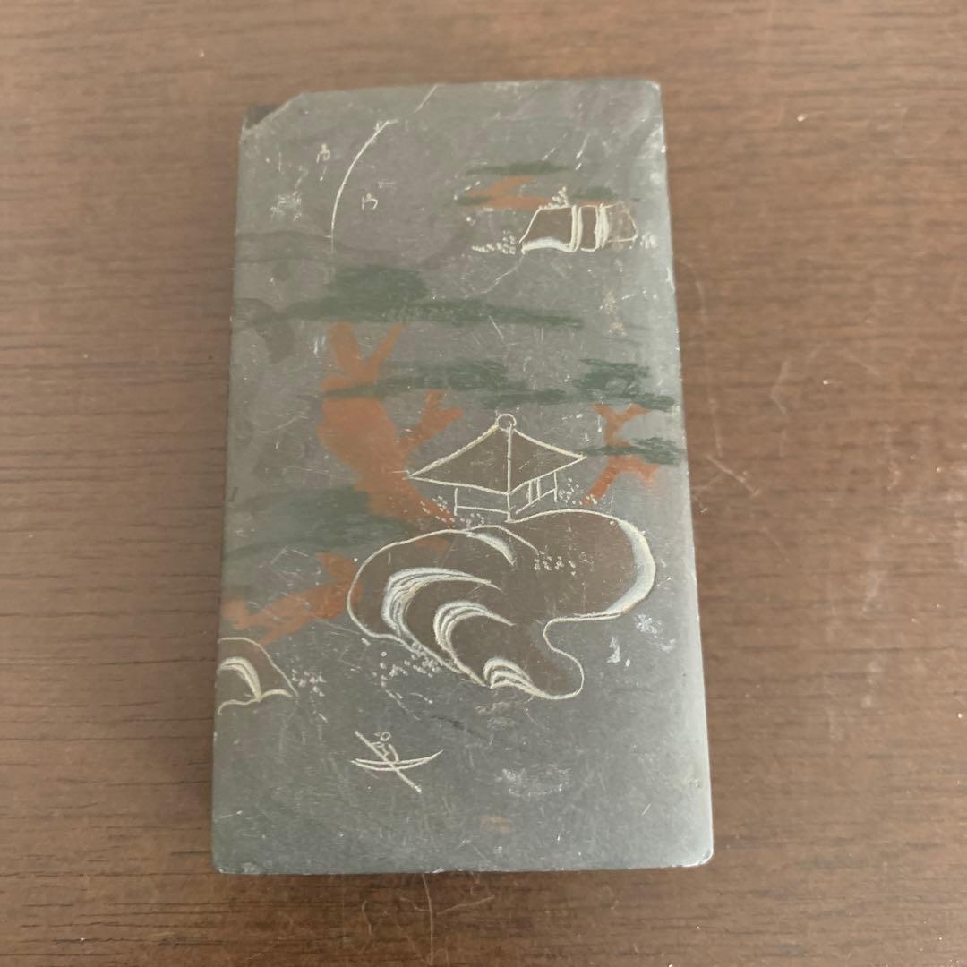 絵蓋付きミニ硯石