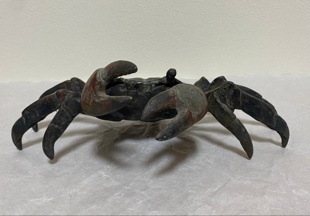 希少！　古銅カニ置物　オブジェ　超特大　手造り