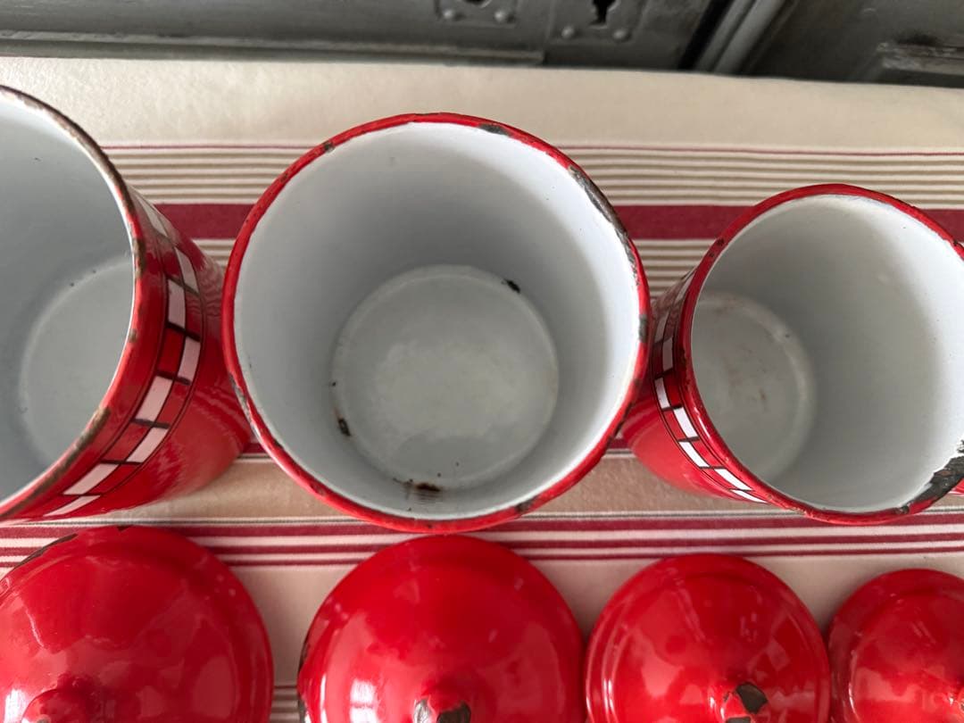 フランスアンティーク　ホーローのキャスター5個セット