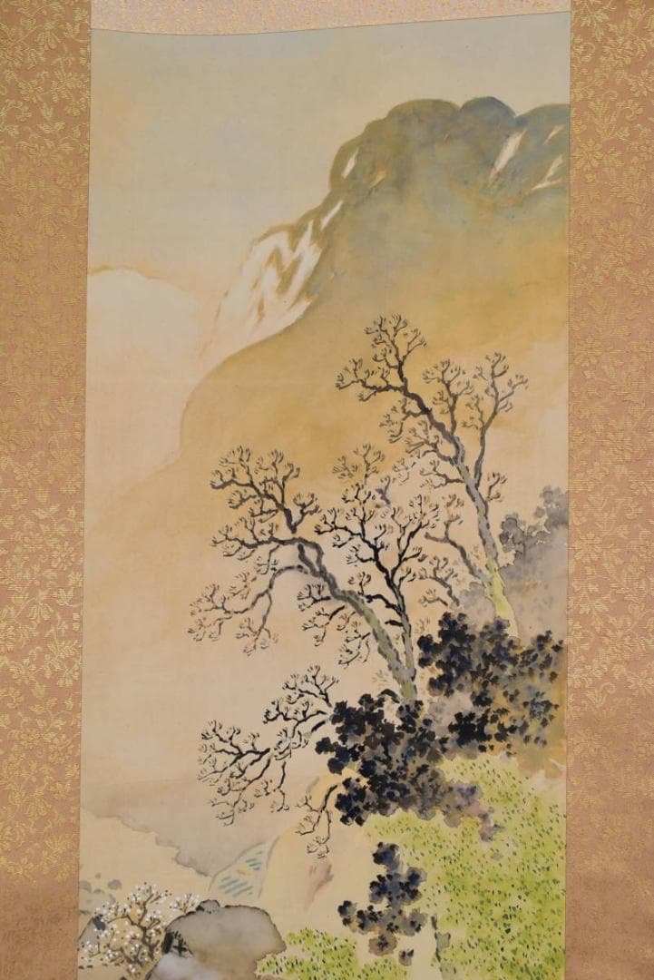 一径/早春山水図/山水人物図/掛軸/名家伝来/AB-31