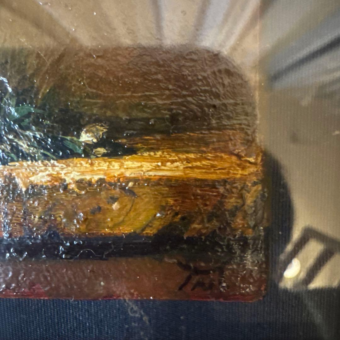 油彩画 原画 鍋島正一 白い花 0号 三越美術選品会出品作品 額装付き 静物画