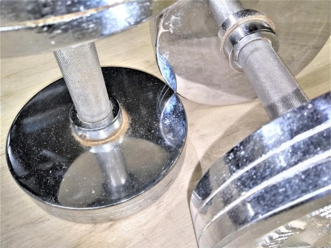 [手渡し限定]　重量固定式　クローム・ダンベル 17.5kg(ペア) 　中古品