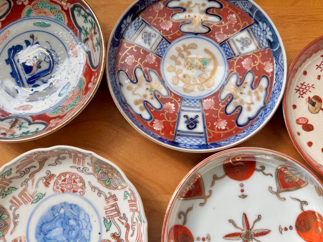 豆皿 小皿 取皿 4寸 九谷 伊万里 赤絵 色絵 金彩アンティーク 骨董食器