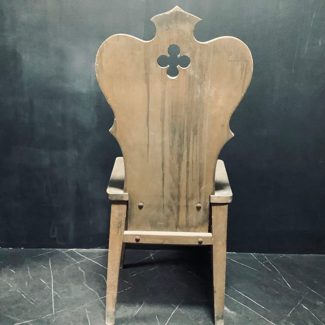 フランスアンティーク　チャーチチェア　木製　椅子　家具