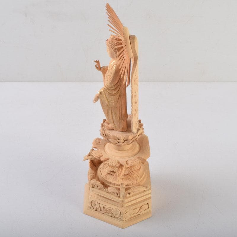 仏教美術　柘植彫刻　西立弥陀像　仏像　華鬘台　C　8784