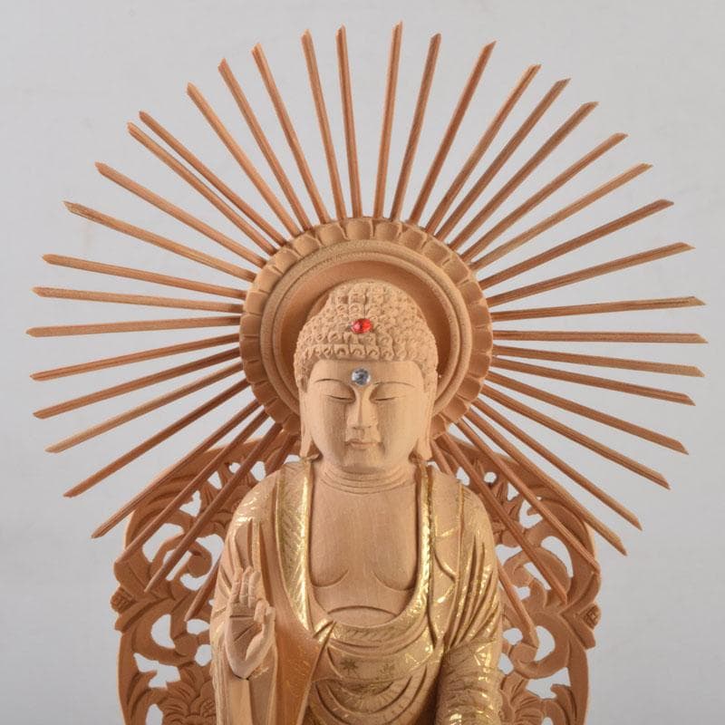 仏教美術　柘植彫刻　西立弥陀像　仏像　華鬘台　C　8784