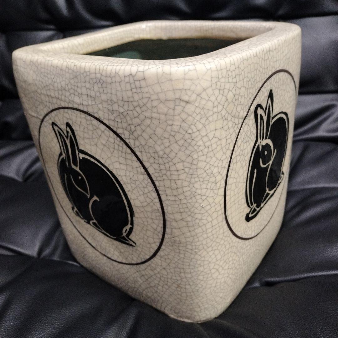 うさぎ 火鉢 骨董 兎 灰付 アンティーク