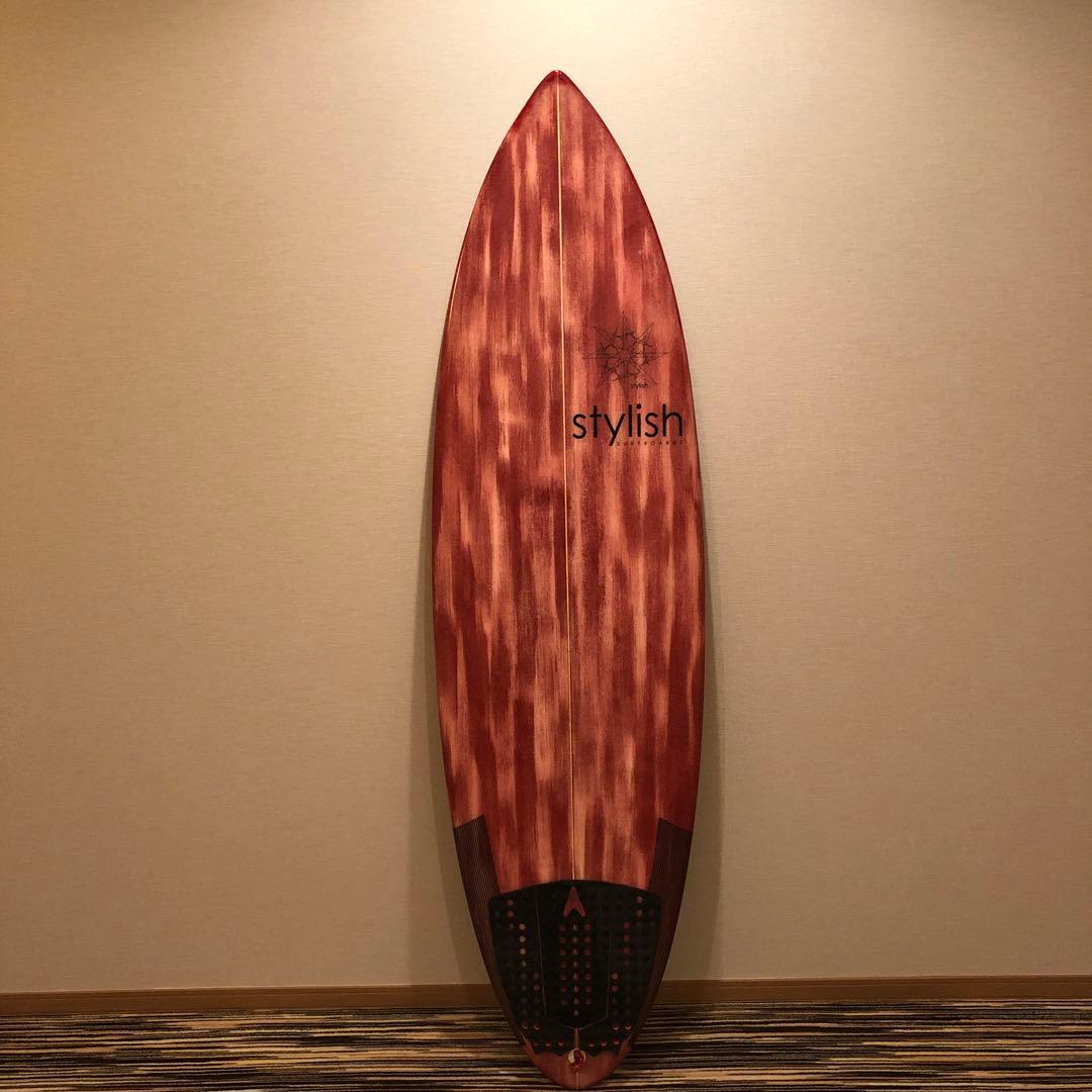 STYLISHサーフボード中古(着払い購入者様負担)クアッドフィン付、5プラグ
