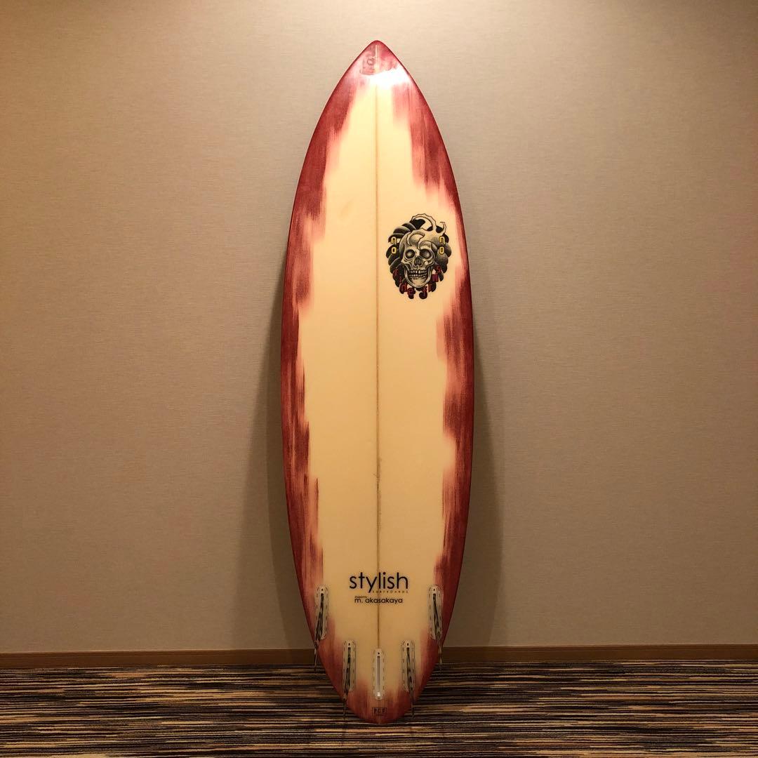 STYLISHサーフボード中古(着払い購入者様負担)クアッドフィン付、5プラグ