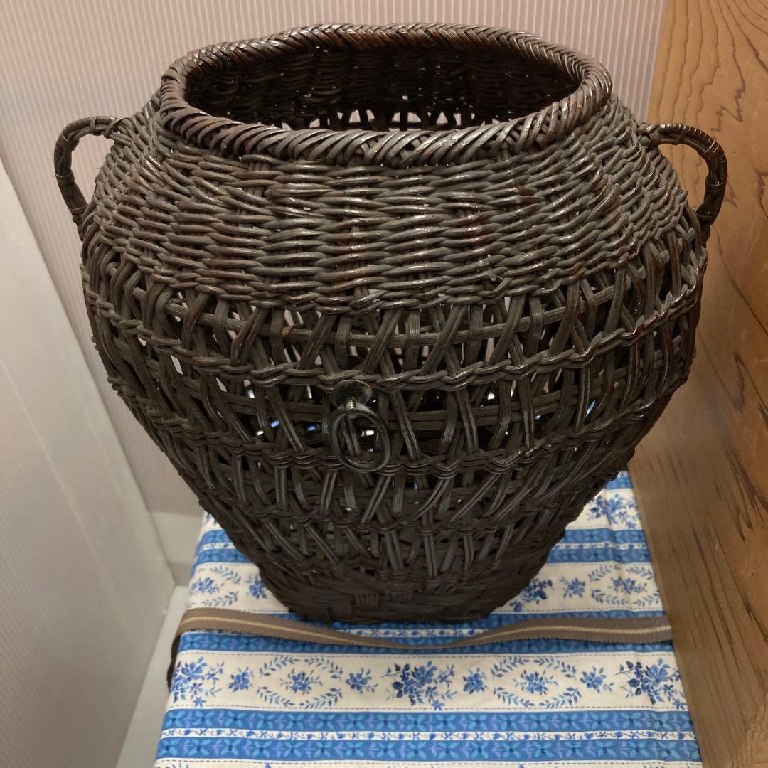 華道道具　花入　篭花入　不染斎好　不悪篭　24万円で購入　共箱　S157FK