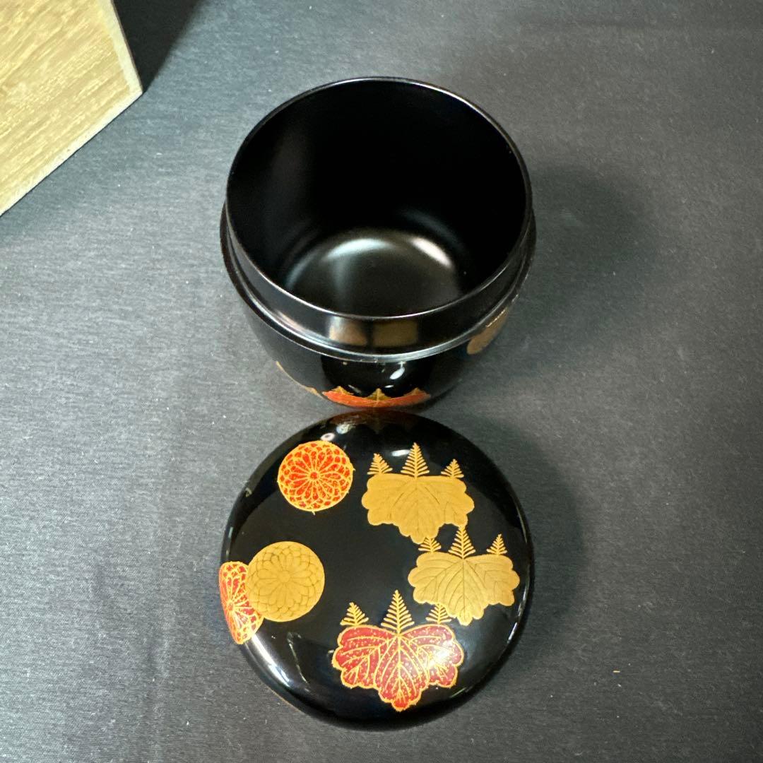 E982 送料無料　金彩蒔絵　棗　在銘　茶道具　茶室　茶道　共箱