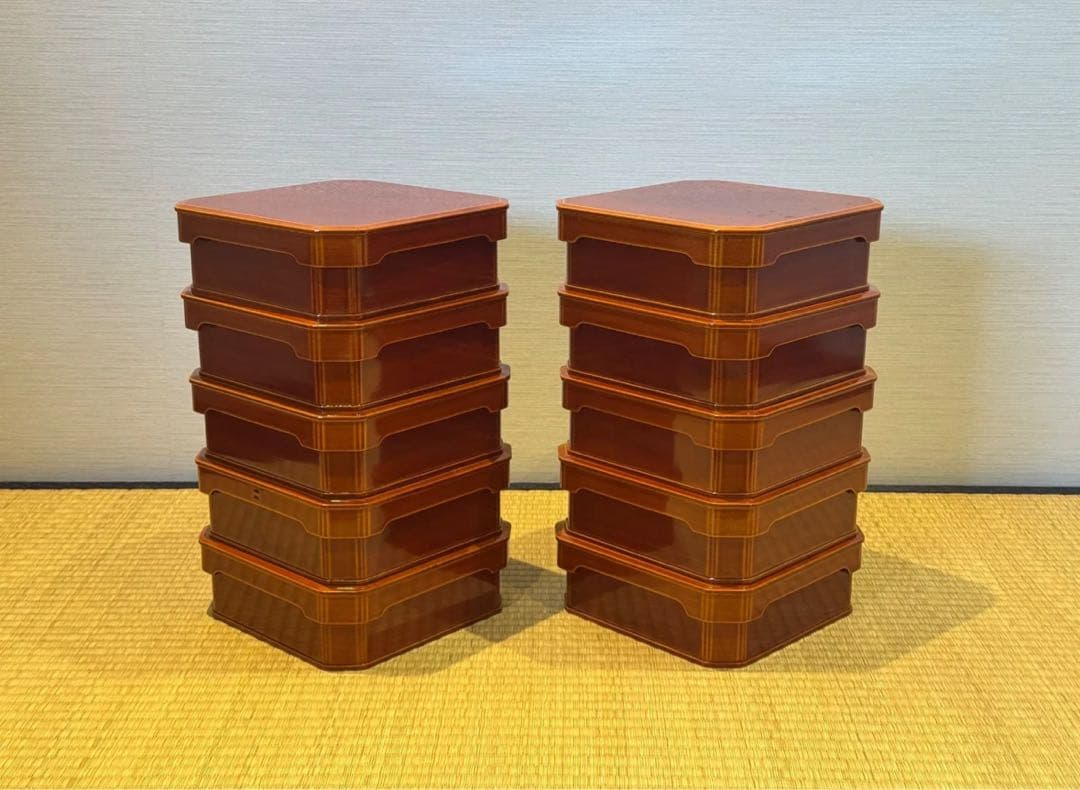 飛驊春慶塗 大徳寺 縁高 18客 共箱 茶道具 茶懐石道具 弁当箱 会席