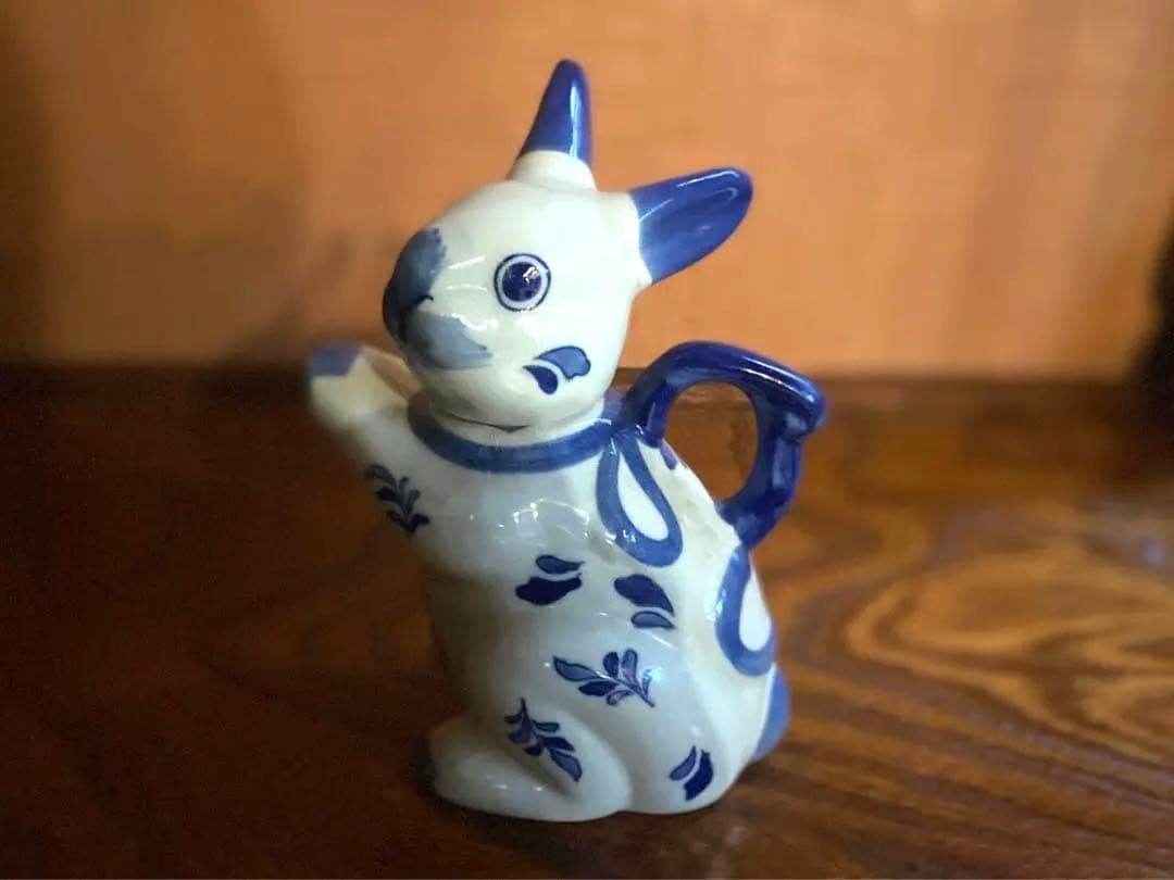 染付うさぎ！愛嬌溢る《青絵兎ティーポット》（検リヤドロヴィンテージ干支ヘレンド