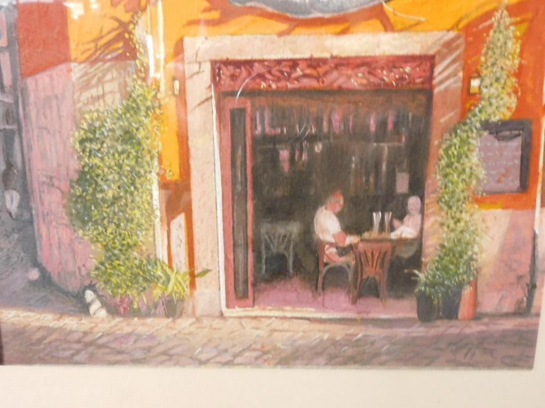 「パリの街角・オレンジ色のカフェ」