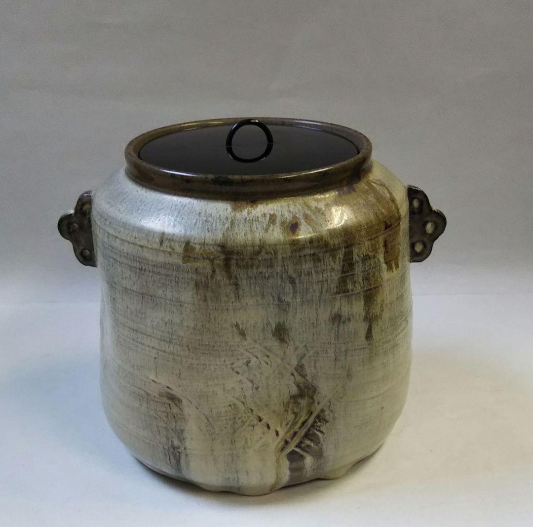 茶道具 水指 高取 古高取 斑釉 耳付 13代 高取八仙 新品