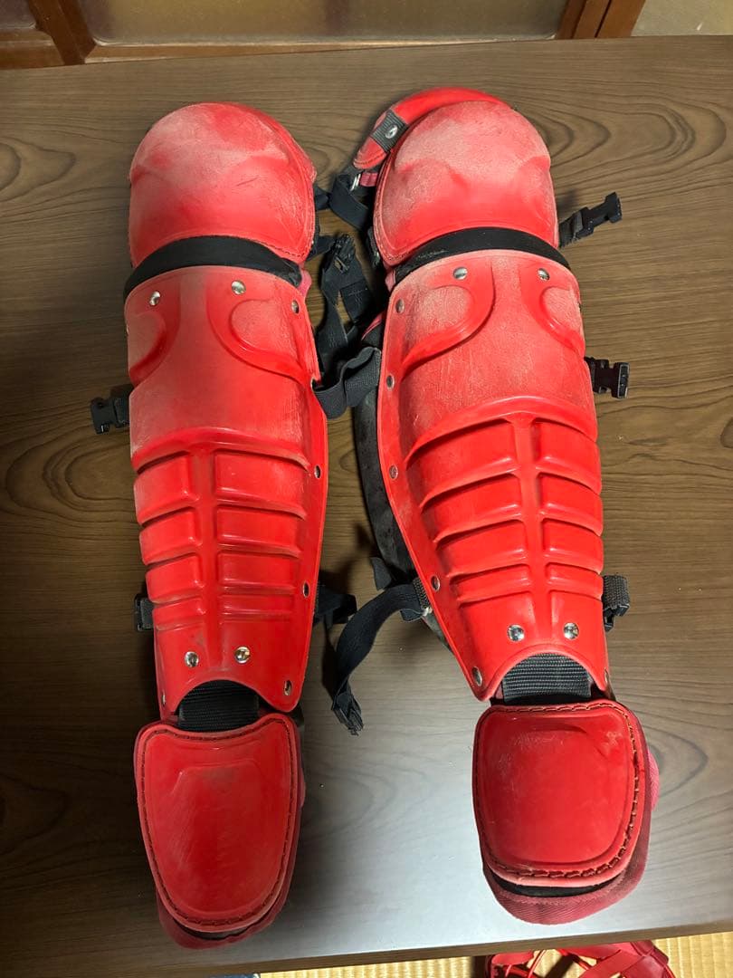野球キャッチャー防具 レッド　軟式用