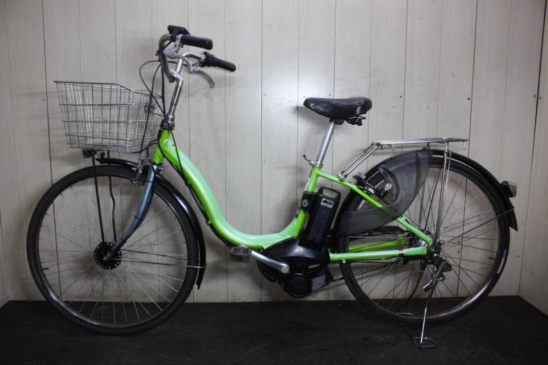 電動アシスト自転車 グリーン 前バスケット付き