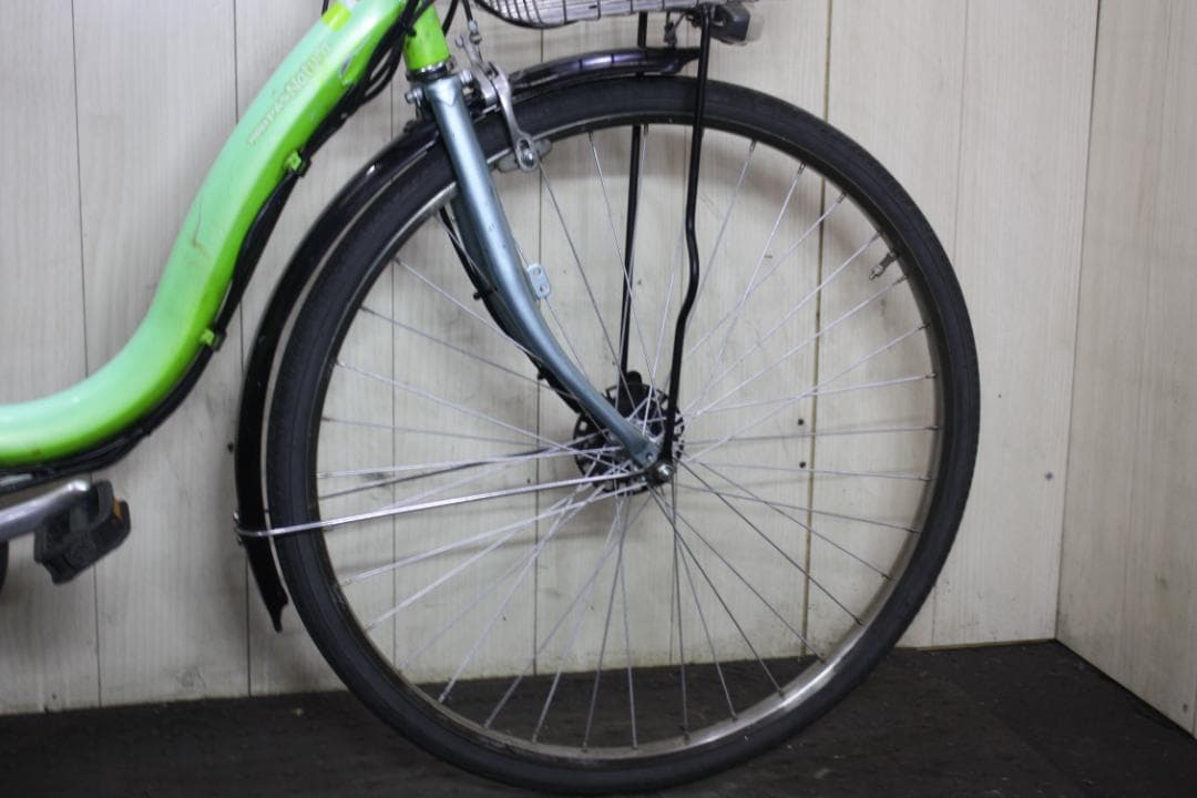 電動アシスト自転車 グリーン 前バスケット付き