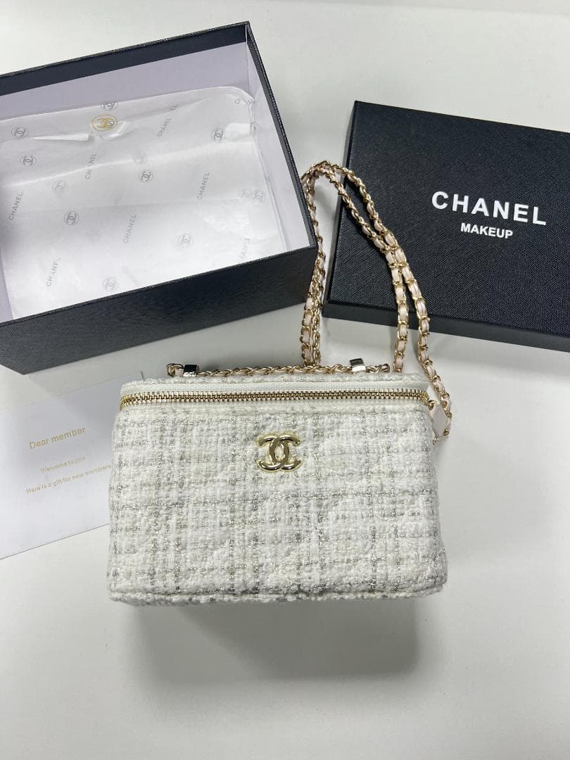 ✨VIP限定 状態良好 メイクアップポーチ ホワイトツイード