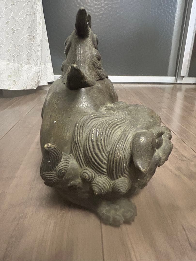 古董，古銅製，金工，獅子香炉，重1900克