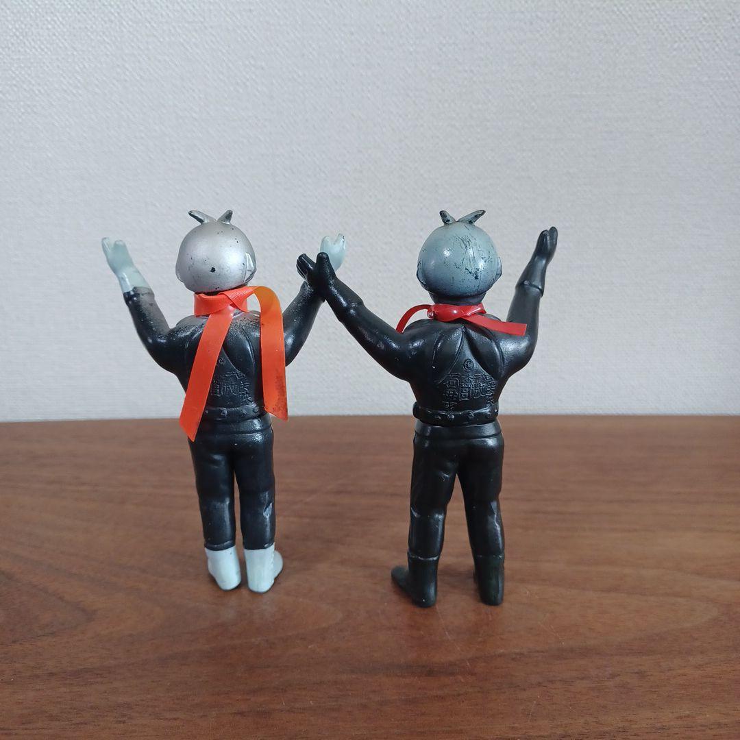 当時物バンダイ「バンザイ仮面ライダー」希少ミニソフビフィギュア2体セット